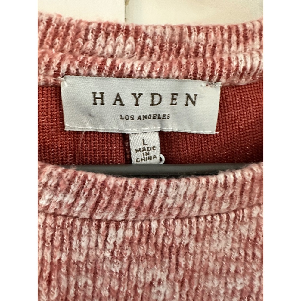 HAYDEN Los Angeles‎ Red White Marled Knit Button Sleeve Sweater Top Women L - Picture 4 of 6